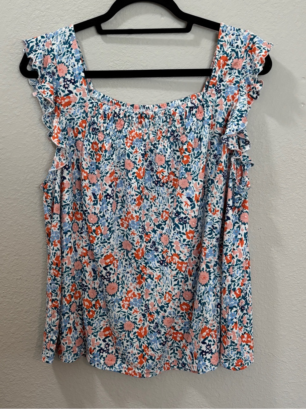 Melloday Ditsy Floral Ruffle Sleeve Blouse Size XL